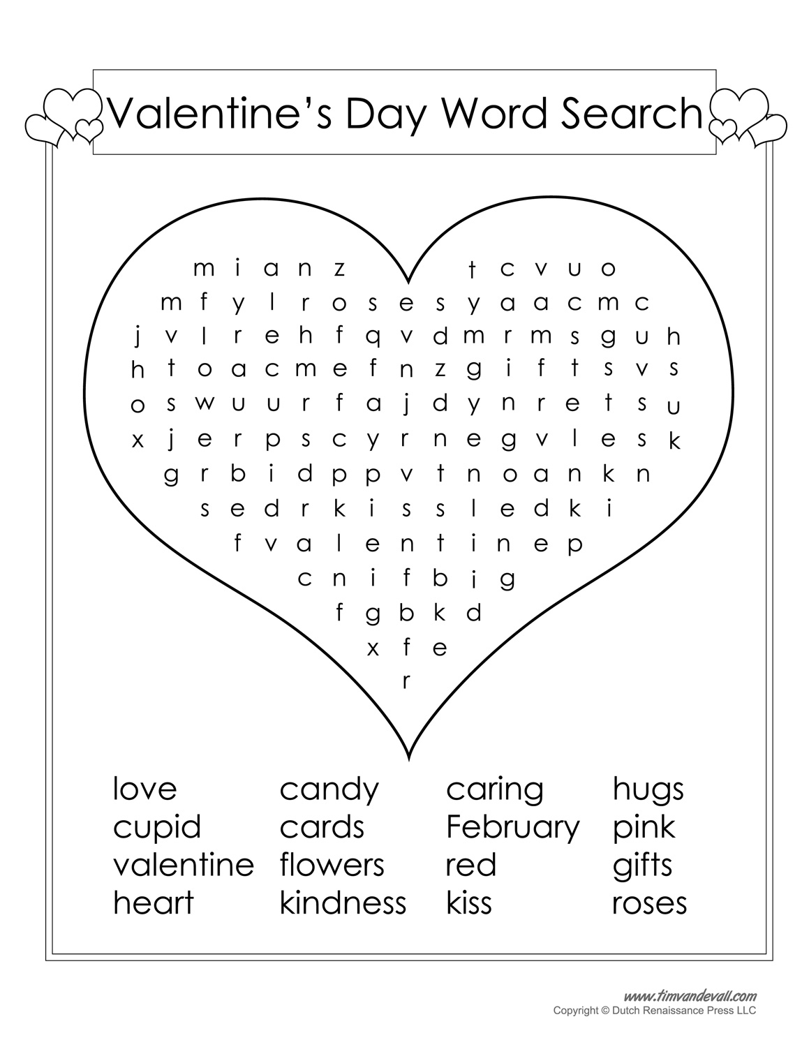 12 Valentine&amp;#039;s Day Word Search | Kittybabylove - Printable Puzzle Of The Day