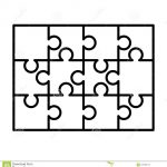 12 White Puzzles Pieces Arranged In A Rectangle Shape. Jigsaw Puzzle   Print Jigsaw Puzzle
