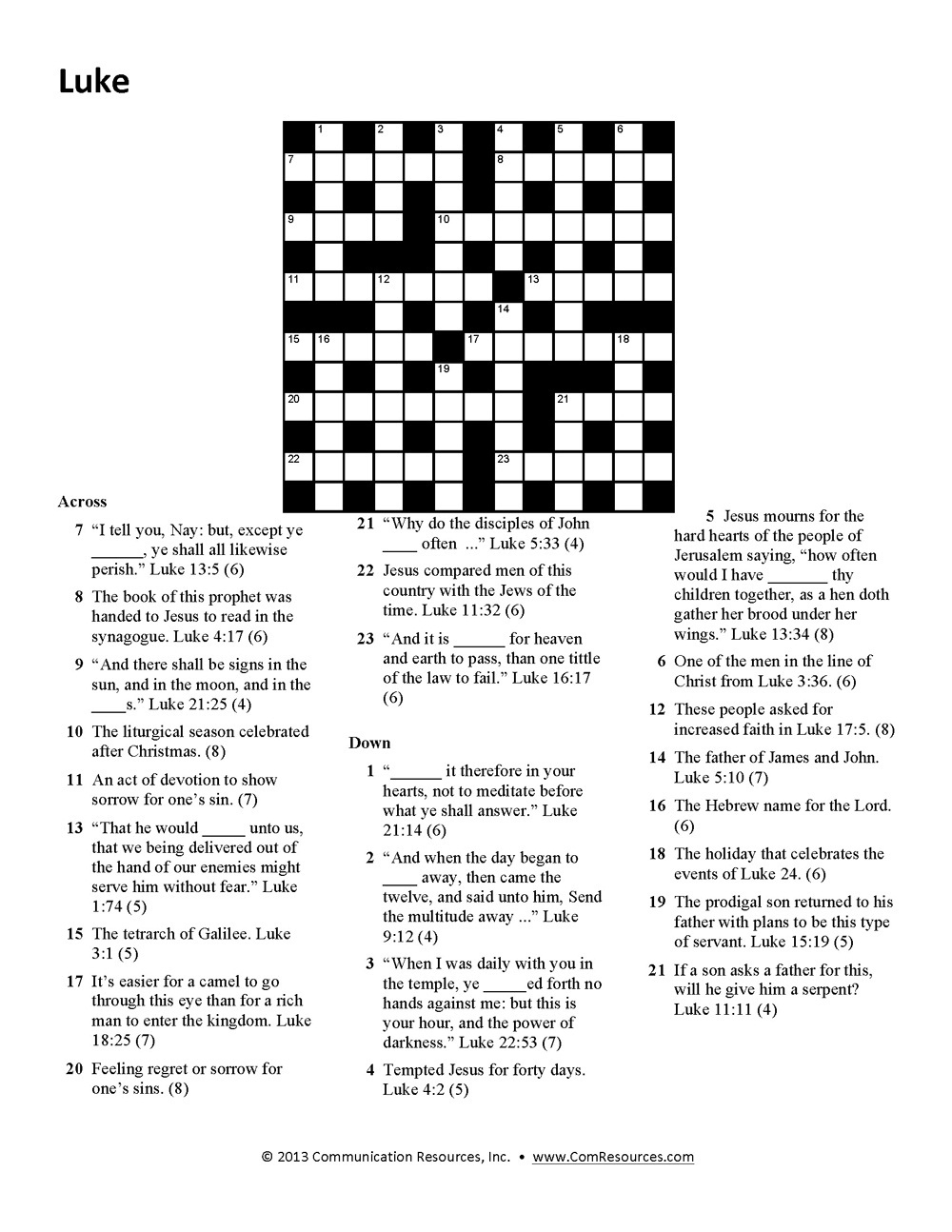 15 Fun Bible Crossword Puzzles | Kittybabylove - Printable Crossword Book