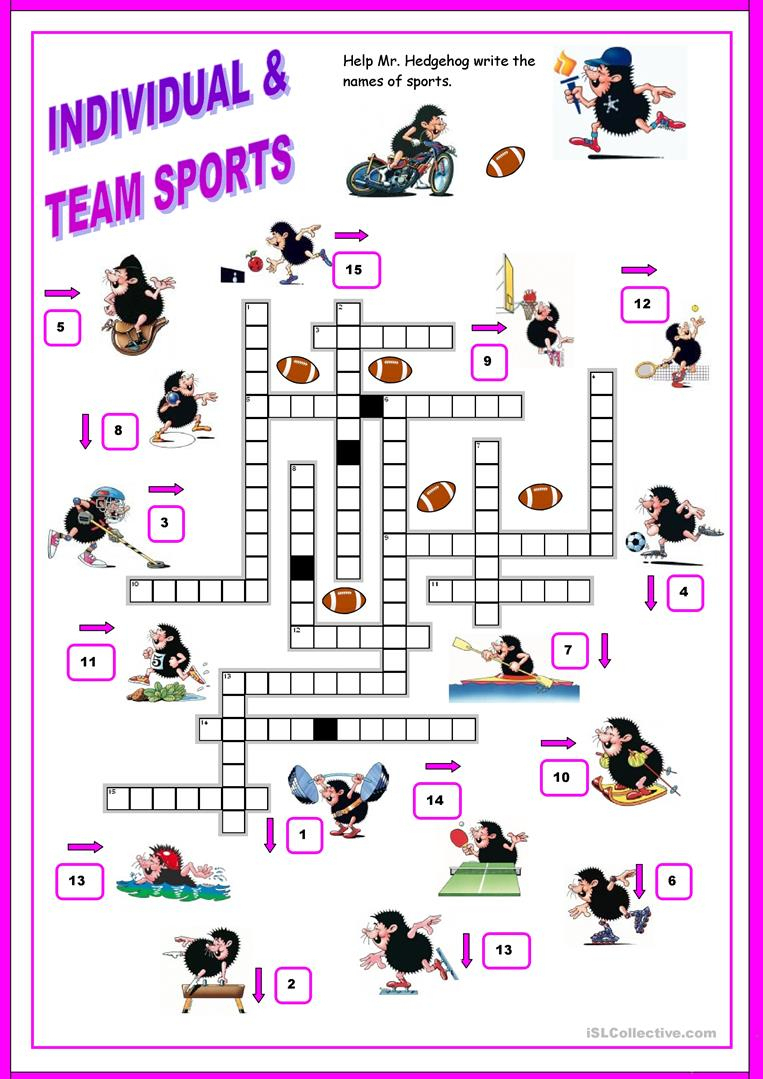 16 Free Esl Sports Crossword Worksheets - Free Printable Sports - Free Printable Sports Crossword Puzzles