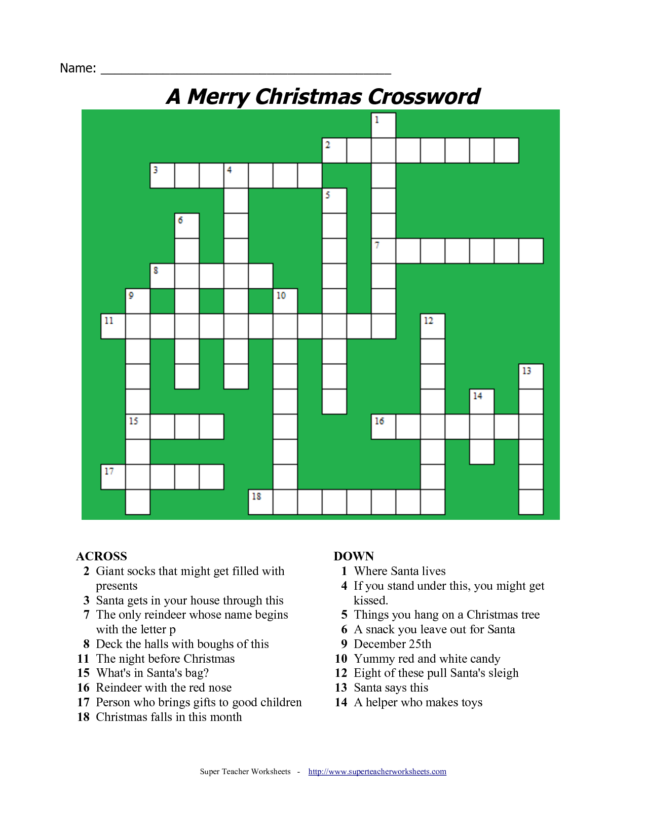 Printable Christmas Crossword Puzzles For Adults With Answers Printable Crossword Puzzles