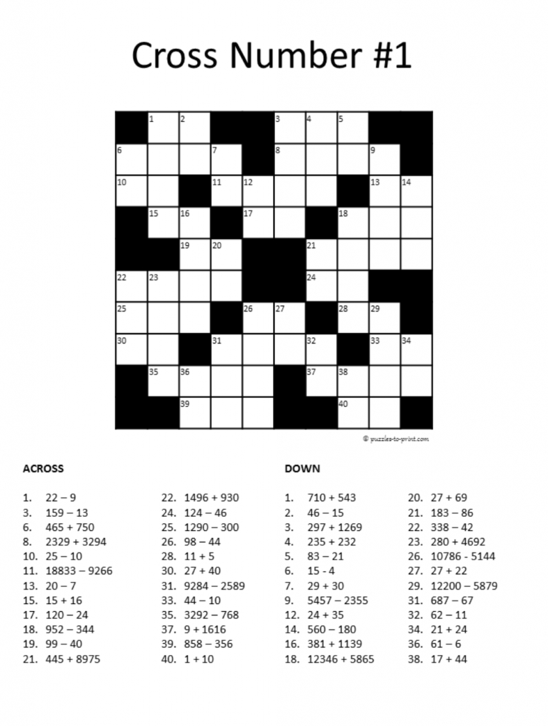 20 Math Puzzles To Engage Your Students | Prodigy - Algebra 1 Crossword Puzzles Printable