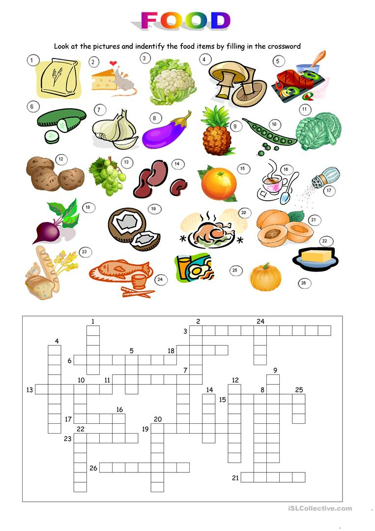 32 Free Esl Food Crossword Worksheets - Printable Crossword Puzzles About Food