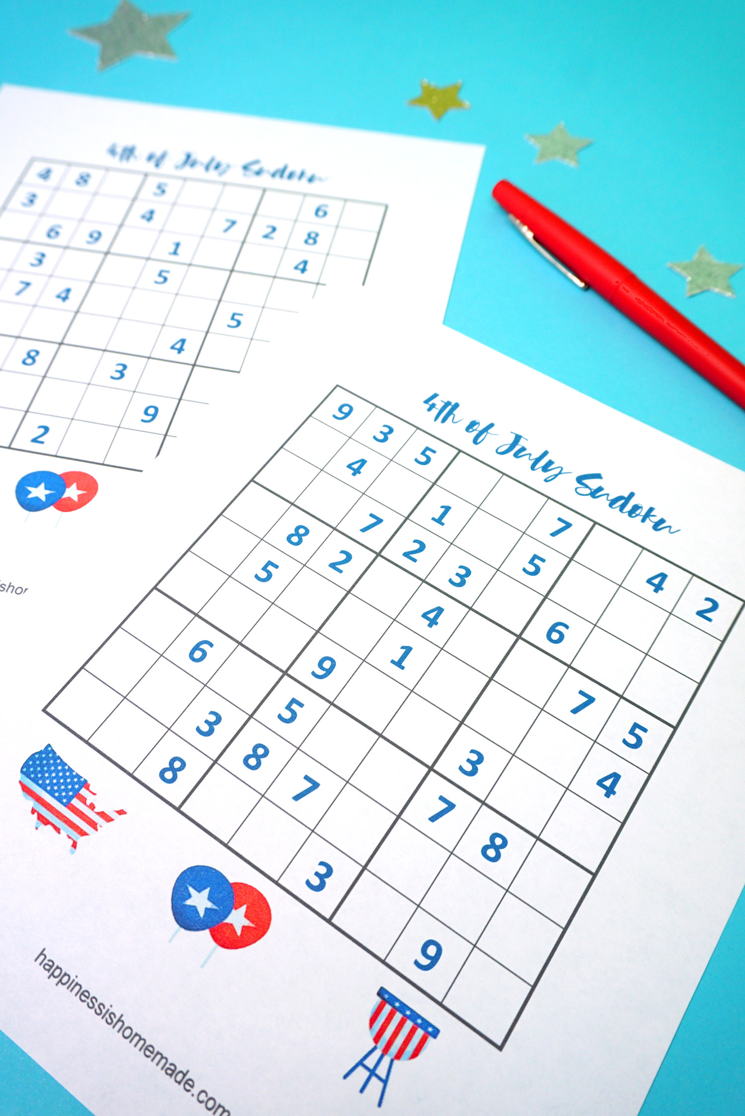 4Th Of July Printable Sudoku Puzzles + Logic Puzzle - Happiness Is - Printable Puzzles To Pass Time