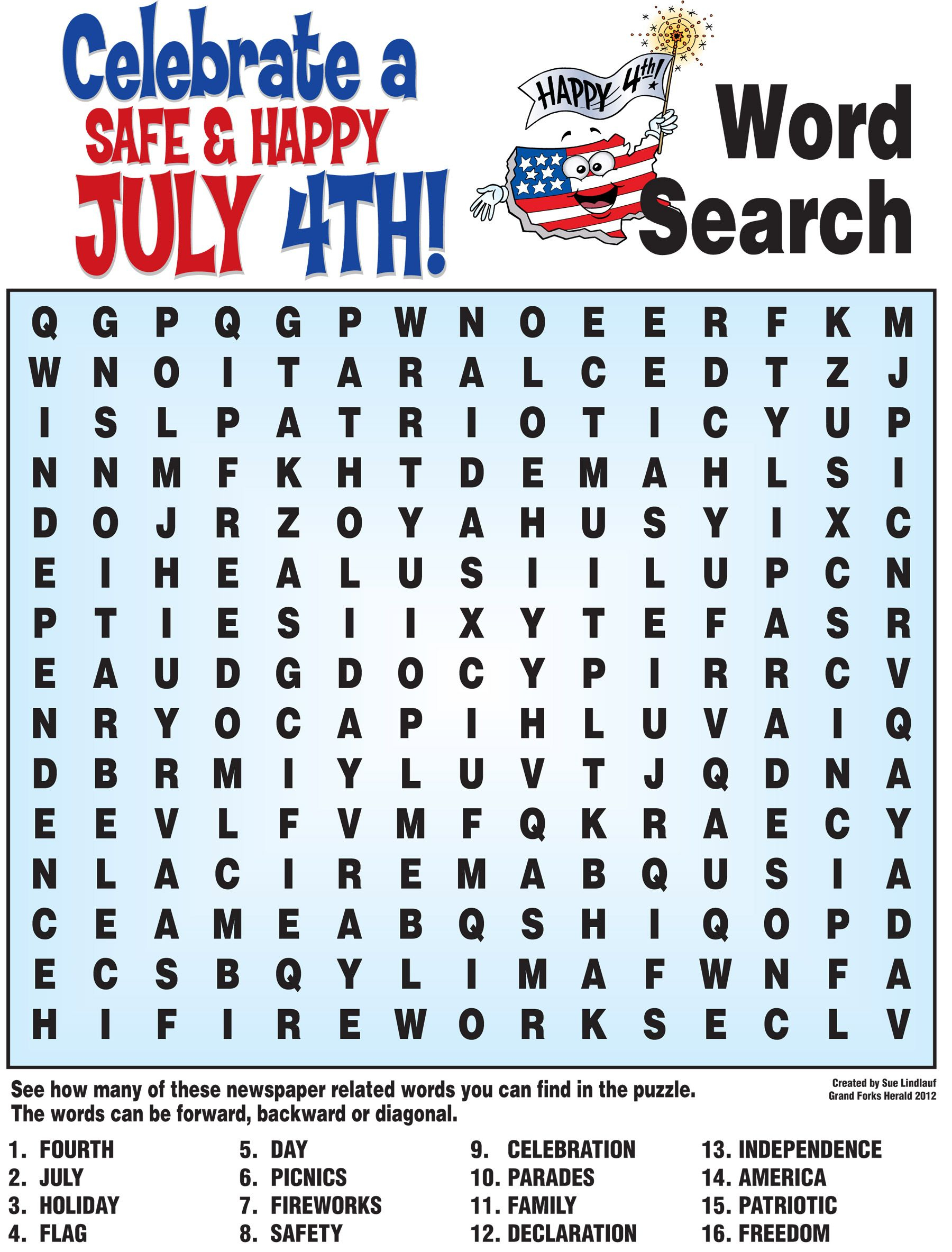 Printable Fourth Of July Crossword Puzzles Printable Crossword Puzzles