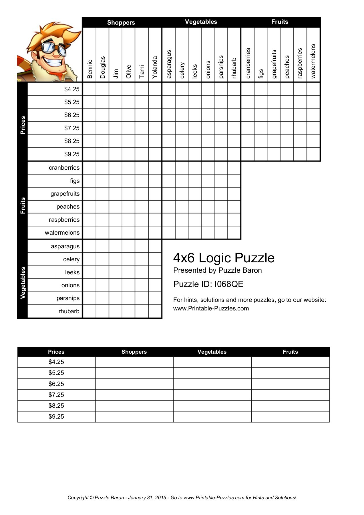 4X6 Logic Puzzle - Logic Puzzles - Play Online Or Print  Pages 1 - Printable Logic Puzzles 4X6