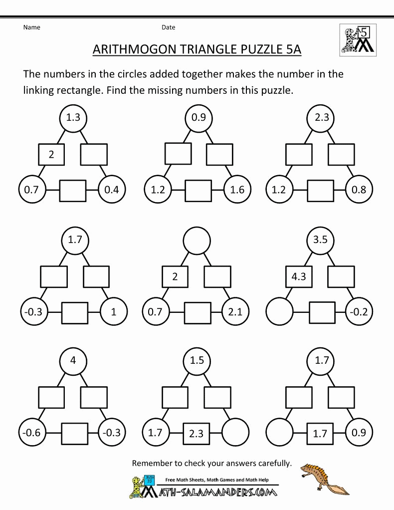 5Th Grade Math Brain Teasers Worksheets | Briefencounters - Printable Math Puzzles Grade 7