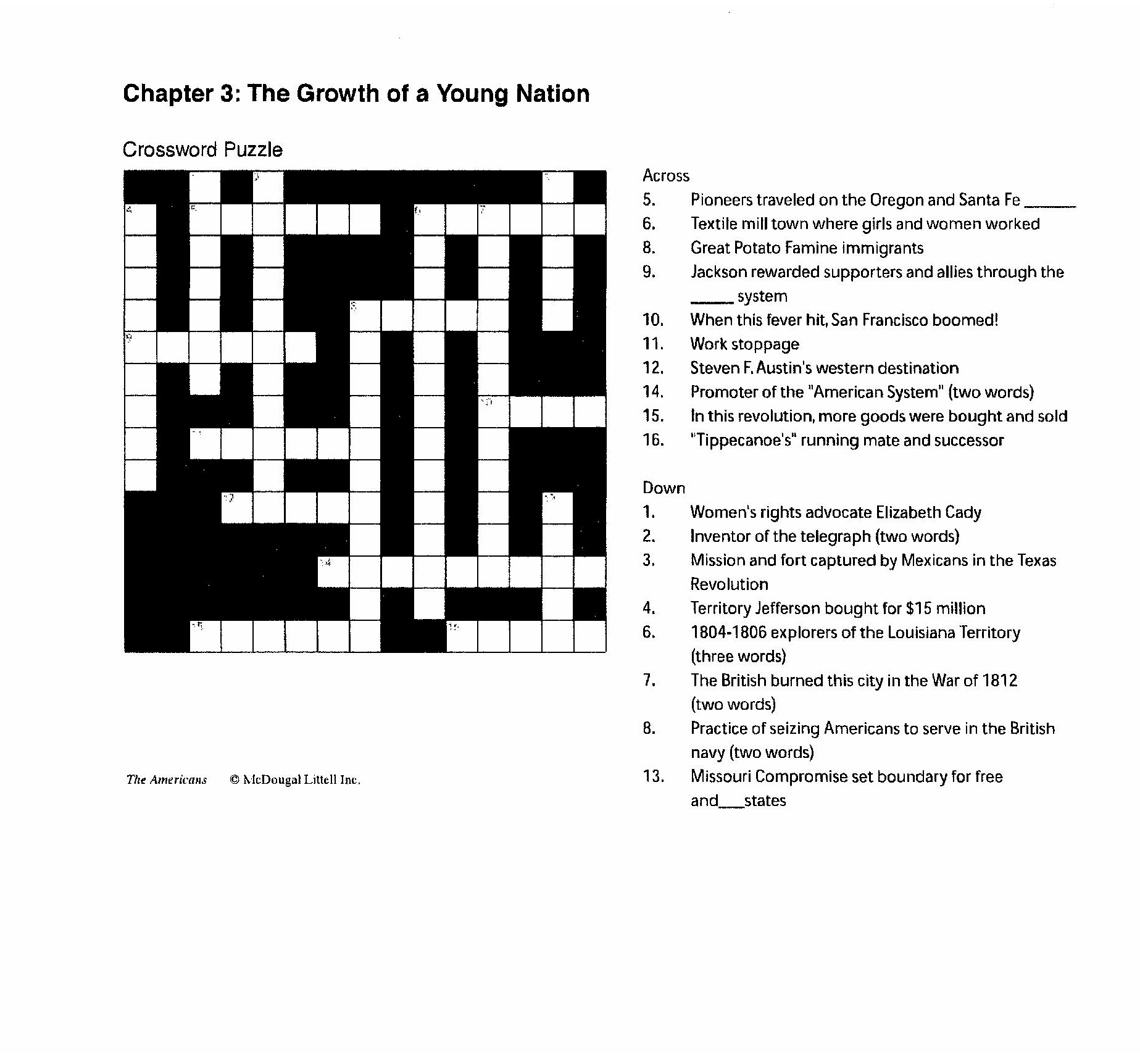 6 Historical Civil War Crossword Puzzles | Kittybabylove - Printable History Puzzles