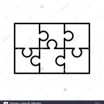 6 White Puzzles Pieces Arranged In A Rectangle Shape. Jigsaw Puzzle   6 Piece Printable Puzzle