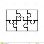 6 White Puzzles Pieces Arranged In A Rectangle Shape. Jigsaw Puzzle   Print On Puzzle Pieces
