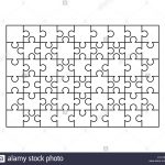 64 White Puzzles Pieces Arranged In A Square. Jigsaw Puzzle Template   Print Jigsaw Puzzle