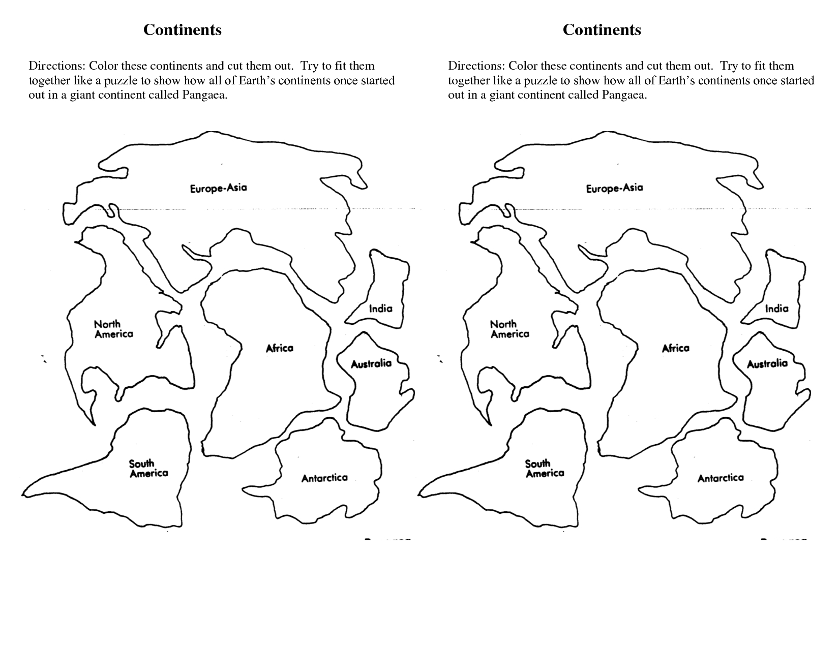 7 Continents Cut Outs Printables | World Map Printable | World Map - 7 Continents Printable Puzzle