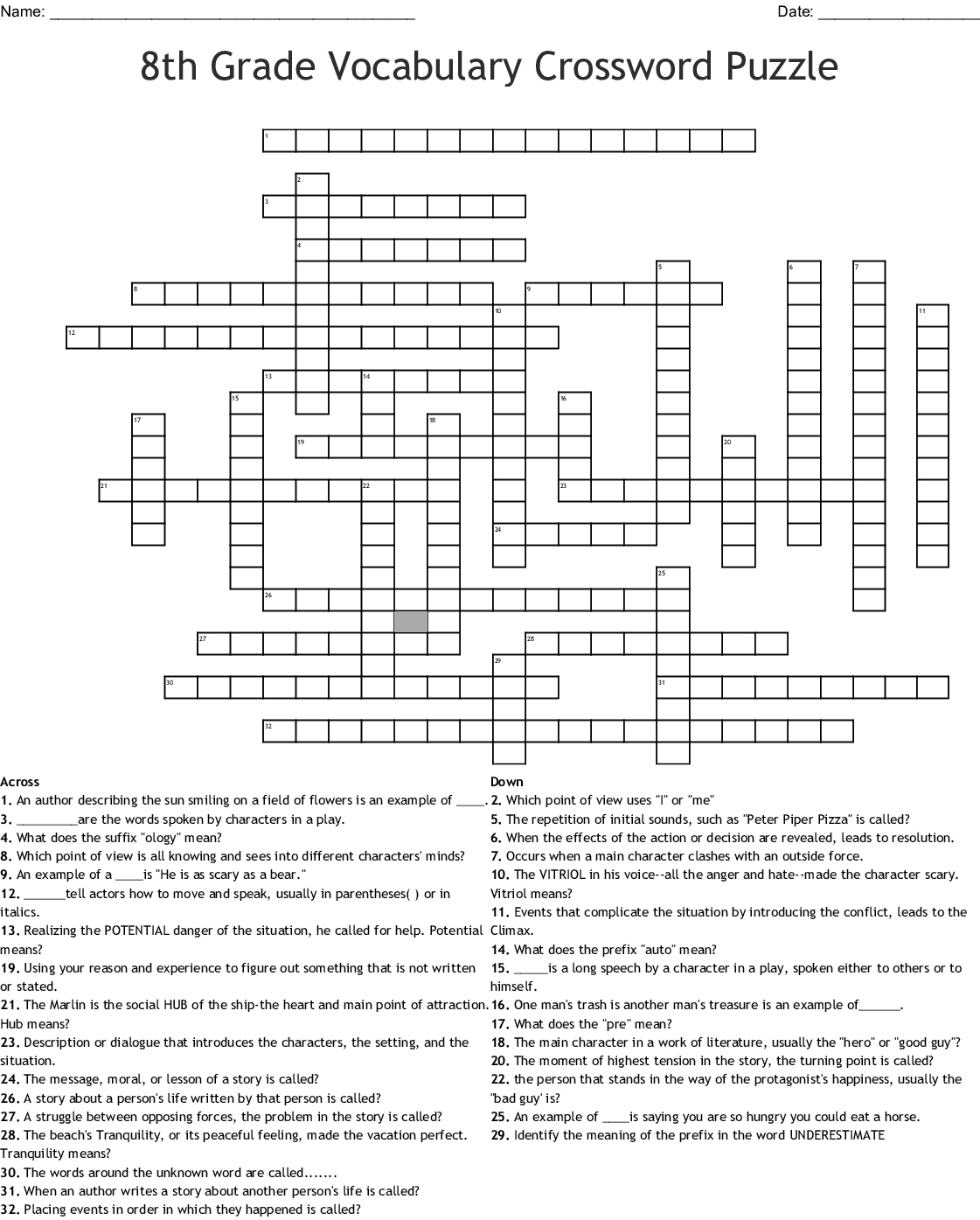 8Th Grade Vocabulary Crossword Puzzle Crossword - Wordmint - Printable Crossword Puzzles #3