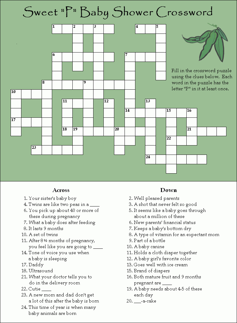 A Fun And Free Baby Shower Crossword Puzzle - Printable Crossword Puzzle Pdf