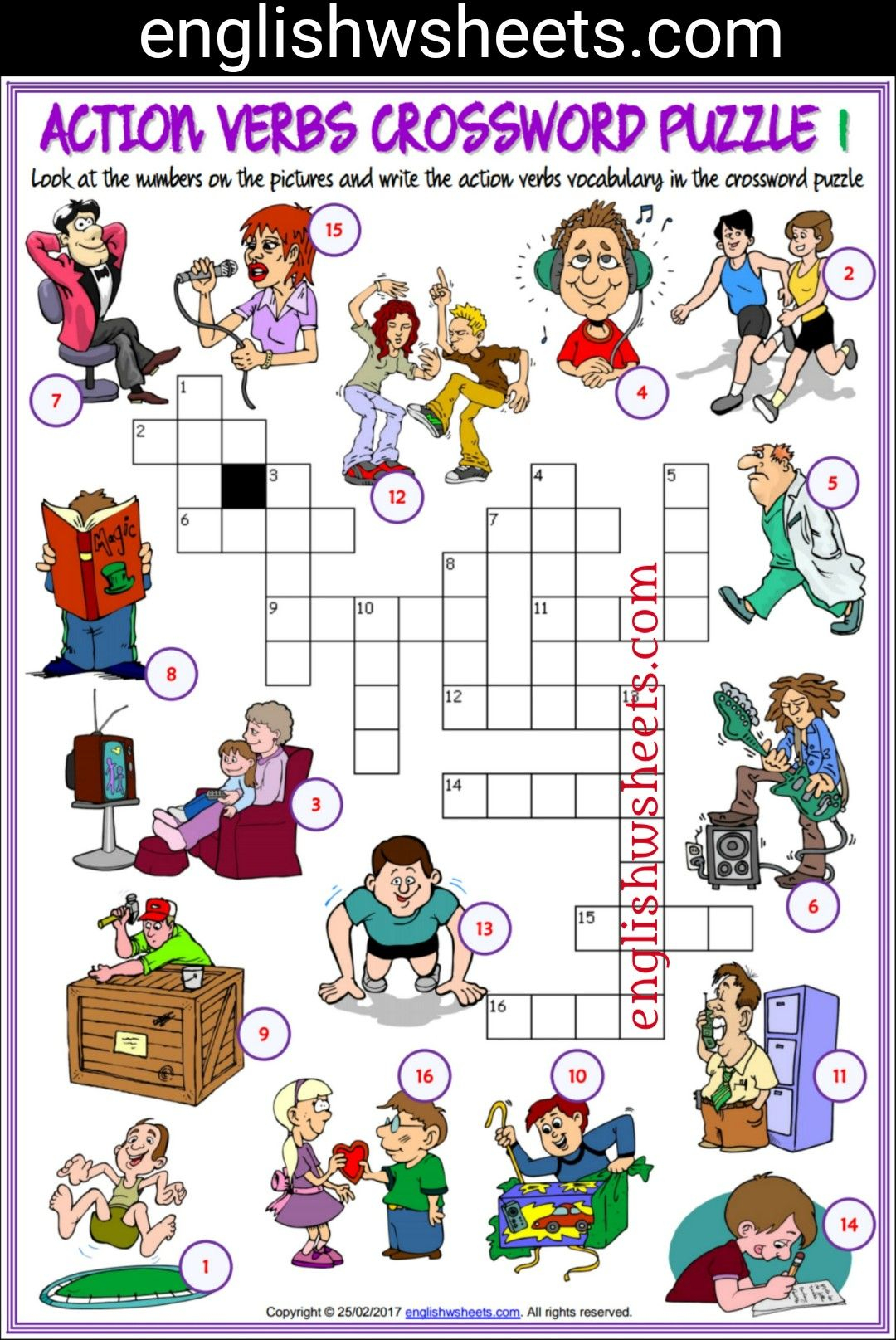 Crossword Puzzle Verbs Printable Printable Crossword Puzzles