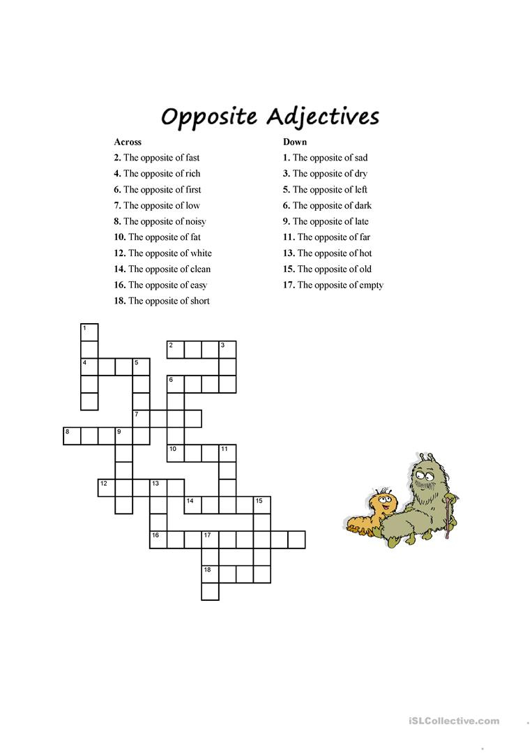 Adjectives Crossword Worksheet - Free Esl Printable Worksheets Made - Adjectives Crossword Puzzle Printable