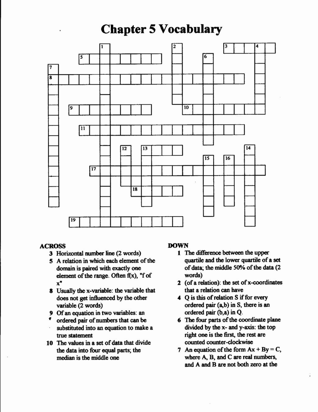 Algebraic Equations Crossword Clue | Ed-Natural - Algebra Crossword Puzzle Printable