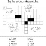 Animals And Their Sounds Crossword Puzzle.   Crossword Puzzles For Kids   Printable Crossword Puzzles About Animals