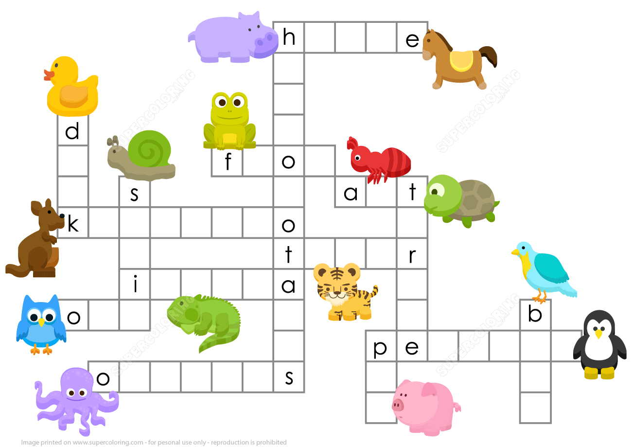 Animals Crossword Puzzle | Free Printable Puzzle Games - Animal Crossword Puzzle Printable