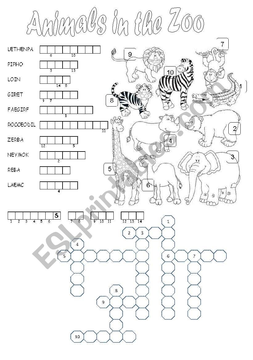 Animals In The Zoo - Esl Worksheetmrs_Teach - Zoo Crossword Puzzle Printable