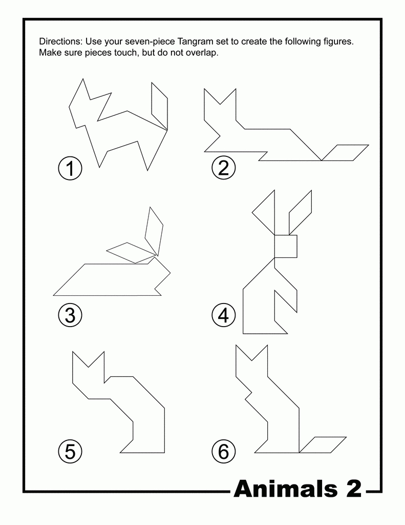 Animals Outline Tangram Card #2 | Clipart Etc - Printable Tangram Puzzle Outlines