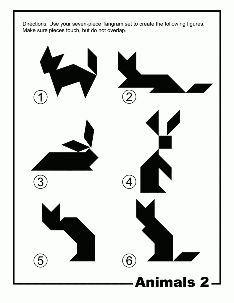 Animals Silhouette Tangram Card #2 | Print It | Animal Silhouette - 7 Piece Tangram Puzzle Printable