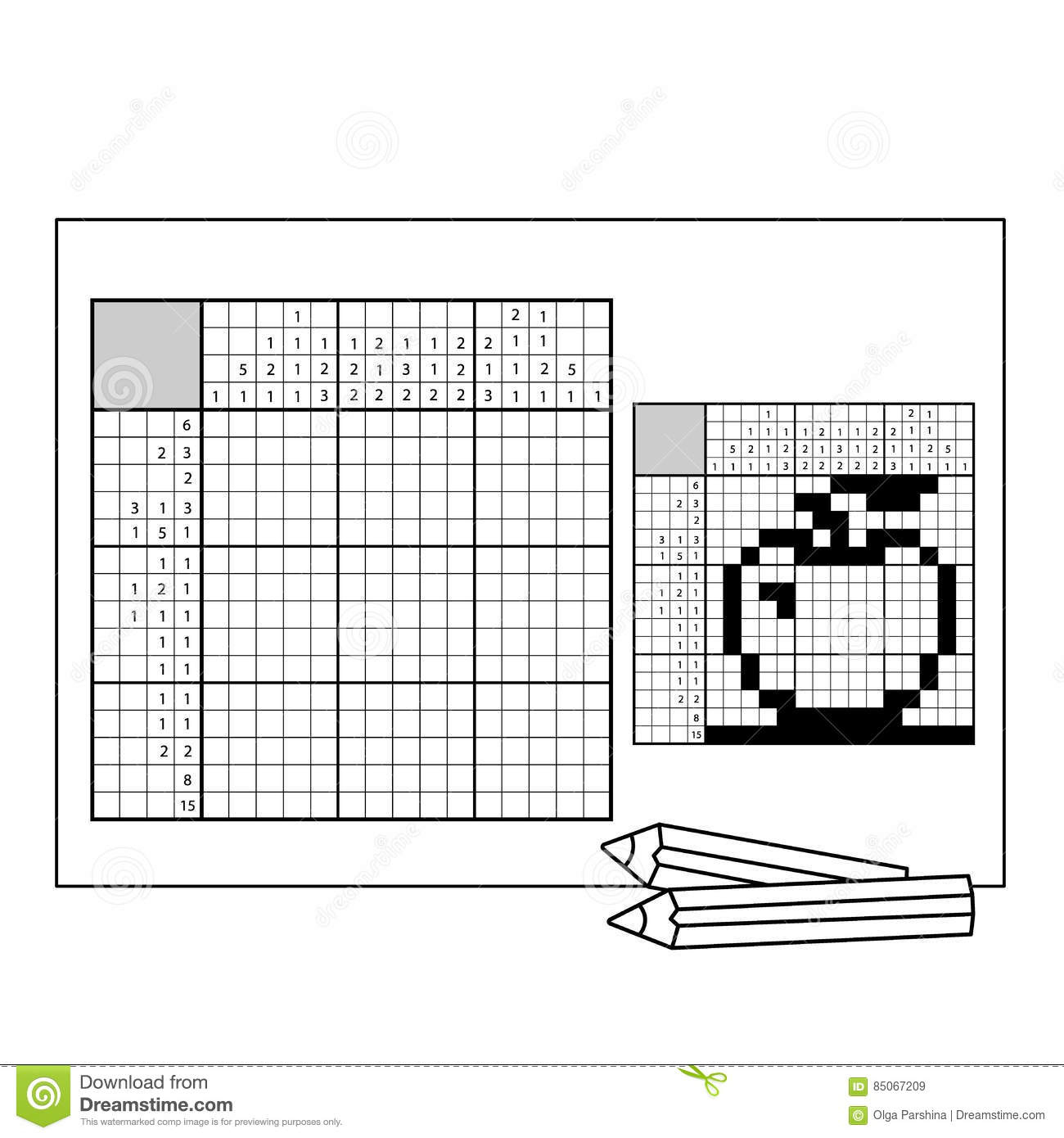 Apple. Black And White Japanese Crossword With Answer. Nonogram - Printable Japanese Crosswords