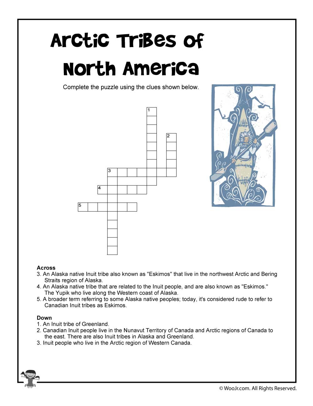 Arctic Tribes Of North America Crossword Puzzle | Woo! Jr. Kids - Native American Crossword Puzzle Printable