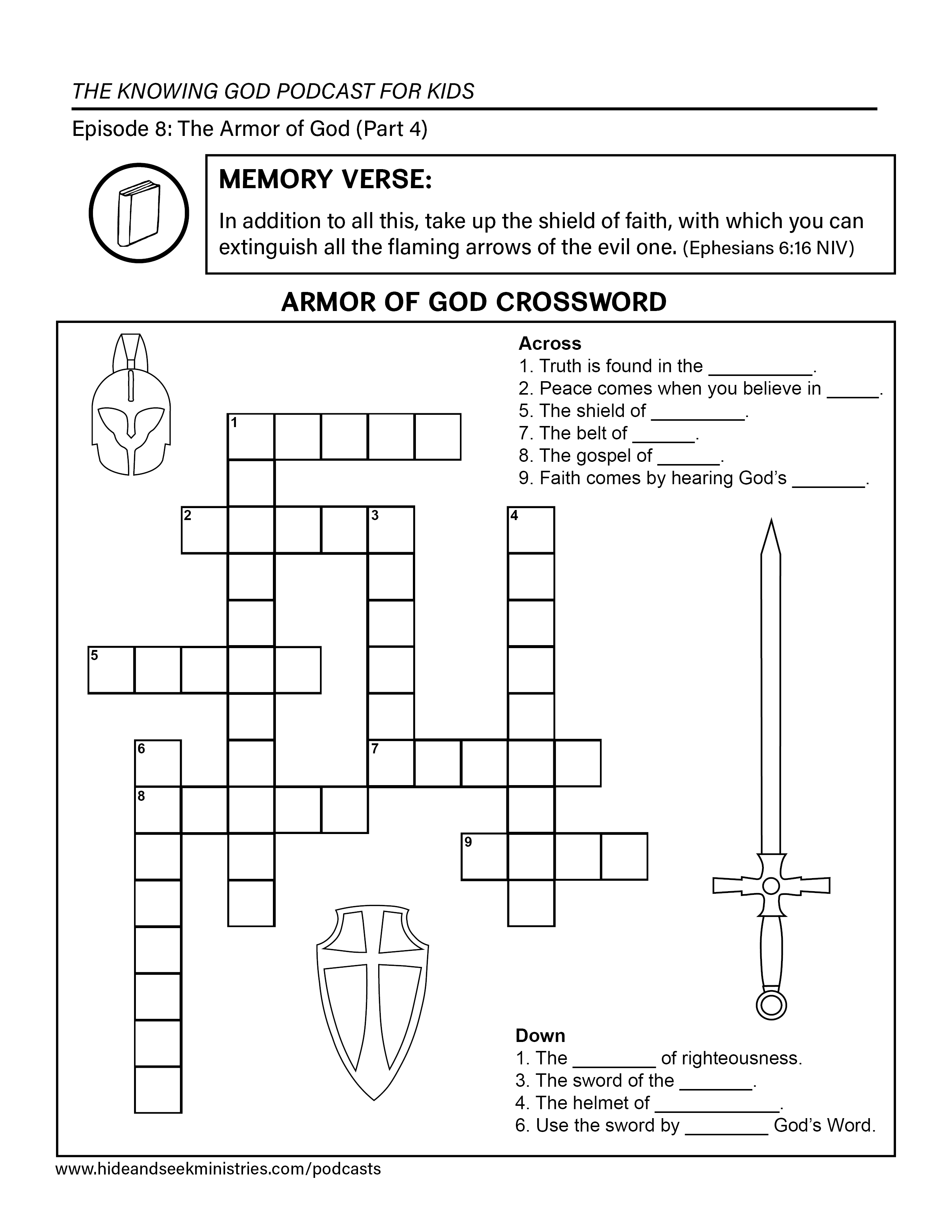 Armor Of God Crossword Puzzle. Great Bible Activity! It Also Goes - Printable Bible Puzzles For Youth