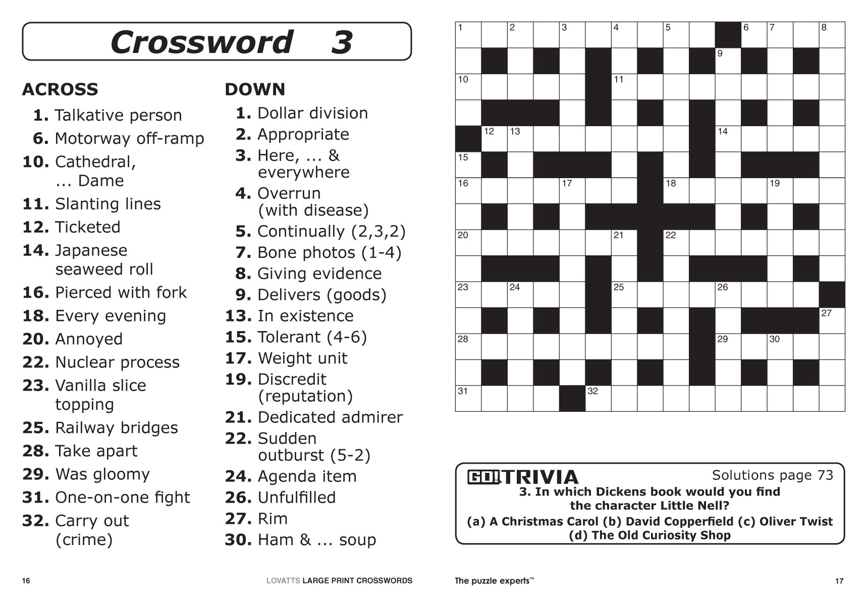 Australian Crossword Puzzles To Print Large Print Crosswords 1 