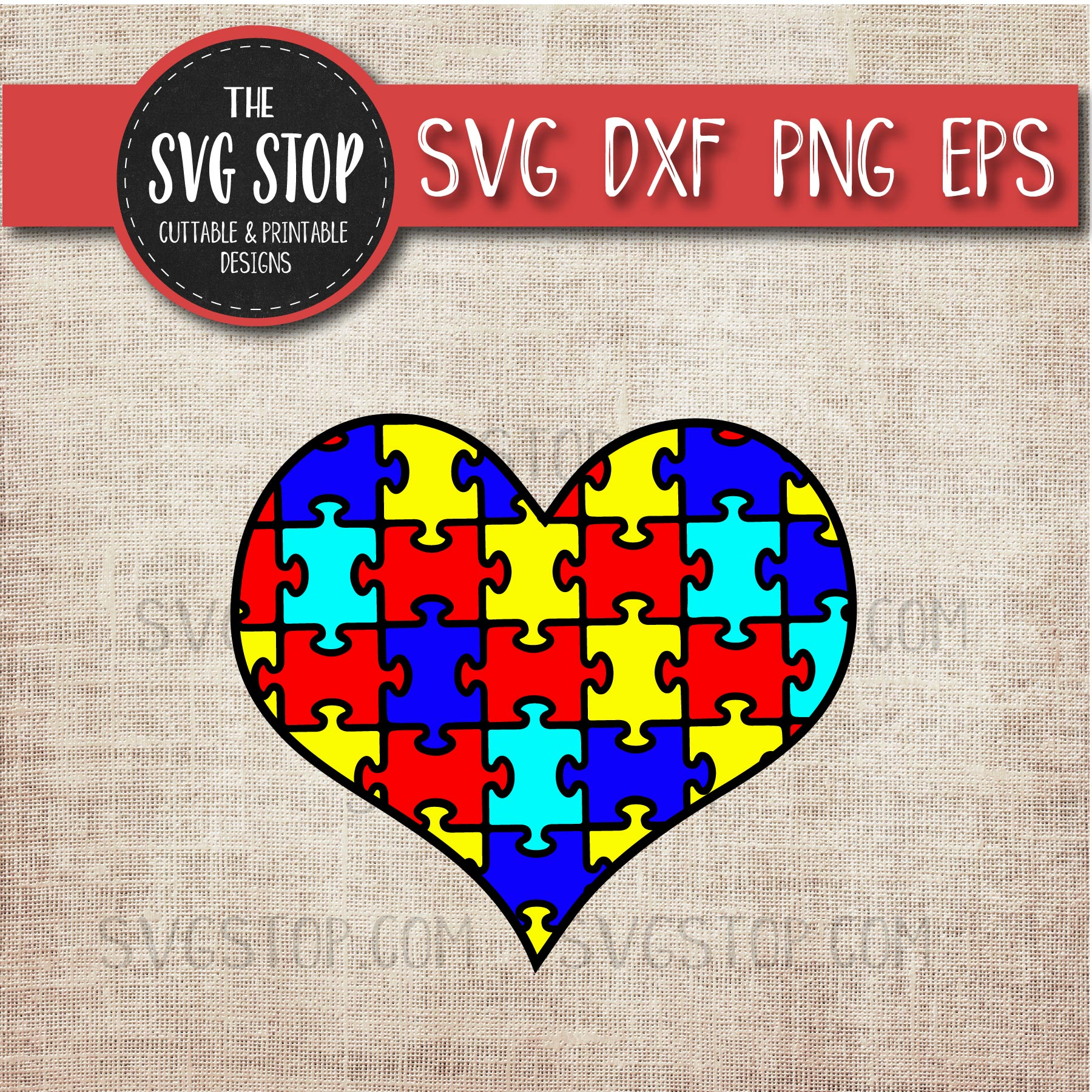 Autism Puzzle Heart - Awareness Svg - Sofontsy - Printable Puzzle Heart