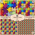 Autism Puzzle Pattern Printed Htv, Adhesive Vinyl  374 | Ebay   Puzzle Print Htv