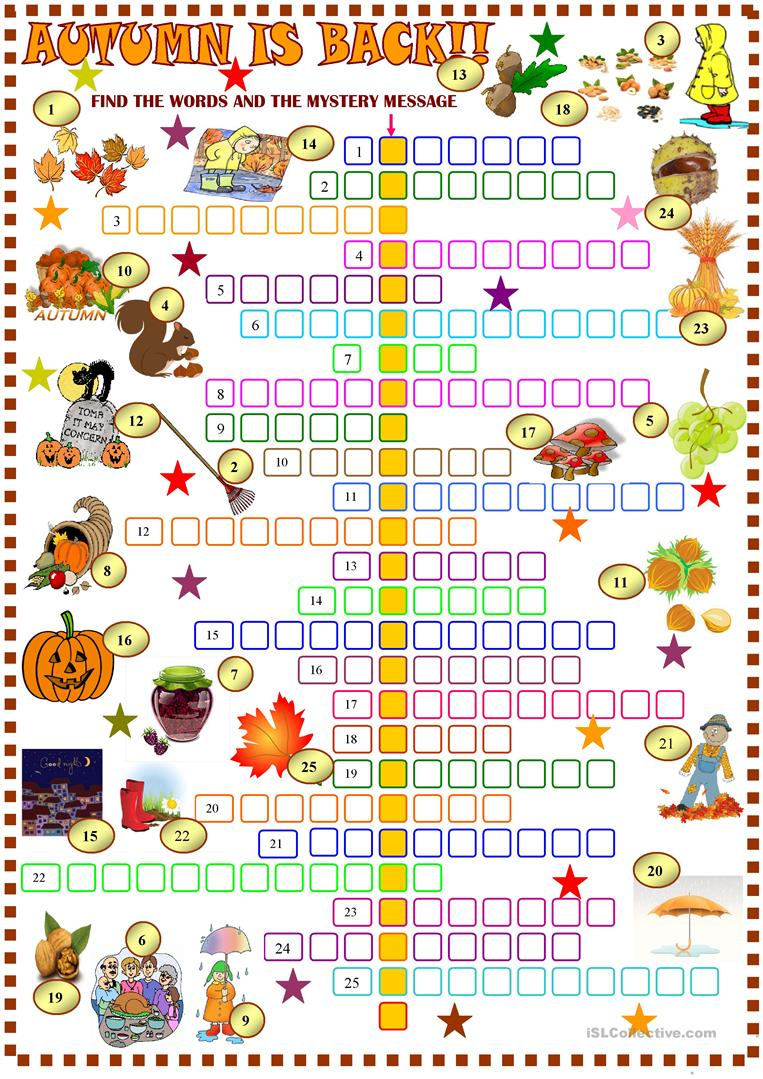 Fall Crossword Puzzle Printable Printable Crossword Puzzles