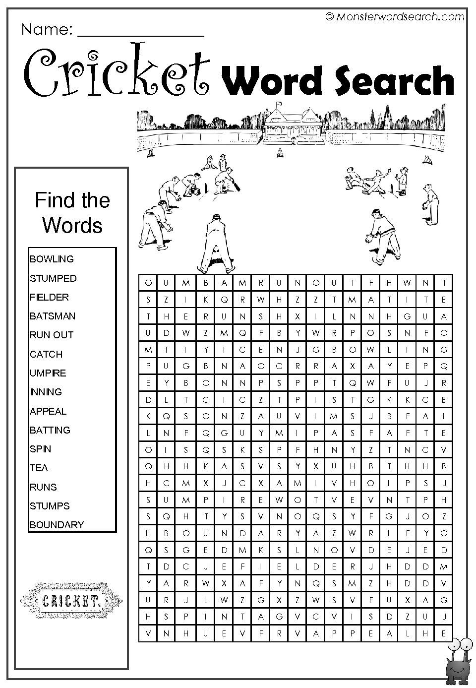 Awesome Cricket Word Search | Word Search | Cricket, Word Games - Crossword Puzzles Printable 1980S