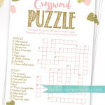 Baby Shower Crossword Puzzle Game . Pink And Gold Girl Baby Shower   Printable Baby Crossword Puzzles