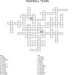 Baseball Teams Crossword   Wordmint   Baseball Crossword Puzzle Printable