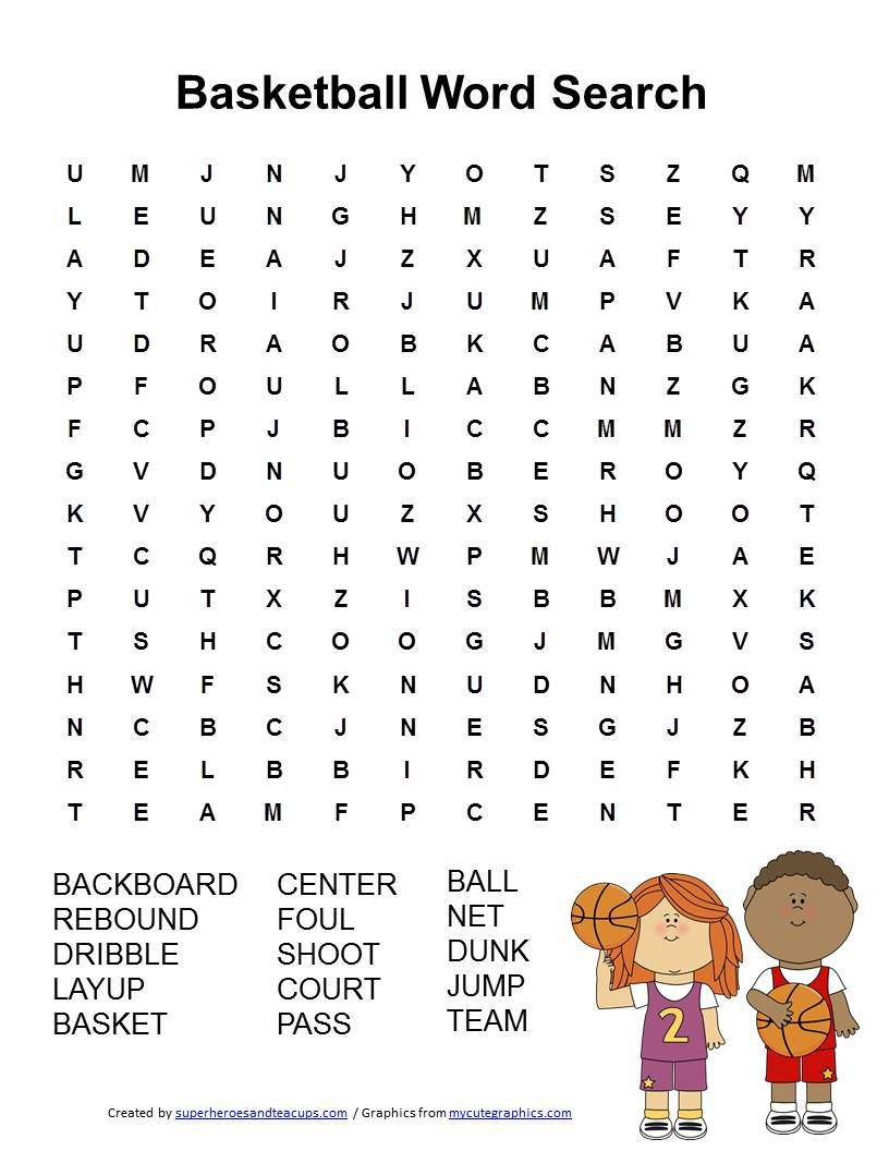 Basketball Word Search Free Printable | Education | Free Basketball - Printable Basketball Crossword Puzzles