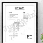 Bathroom Or Anywhere Crossword Puzzle Art Print Hawaii State | Etsy   Printable 50 States Crossword Puzzles
