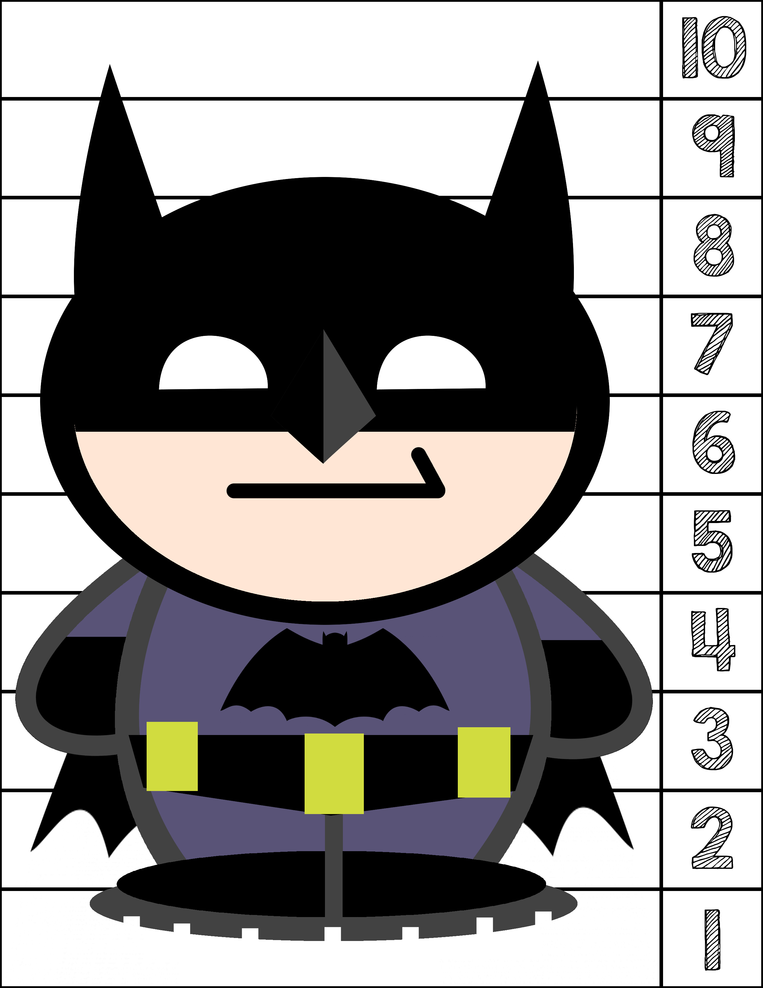 Batman #1-10 Counting Puzzle | Prekautism | Counting Puzzles - Printable Number Puzzles 1-10