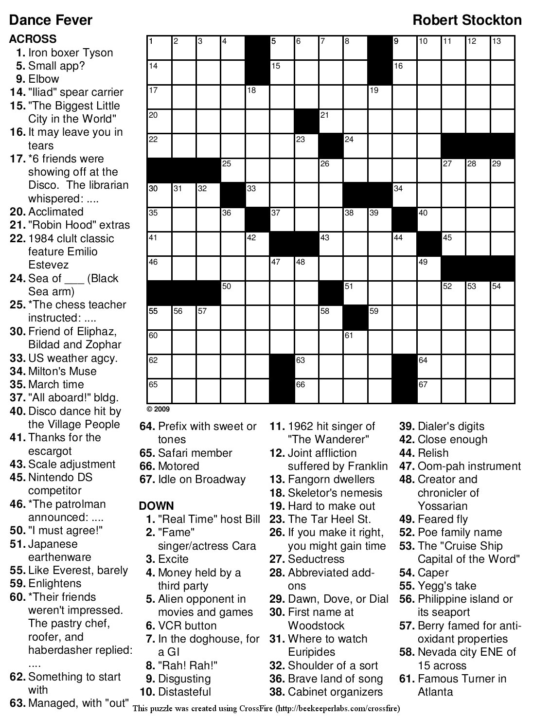 Beekeeper Crosswords - Printable Crossword Puzzle And Solutions