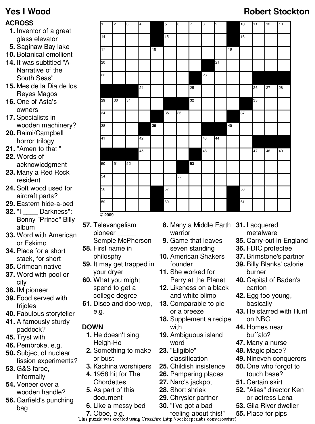 Beekeeper Crosswords Printable Puzzles Hints Printable Crossword