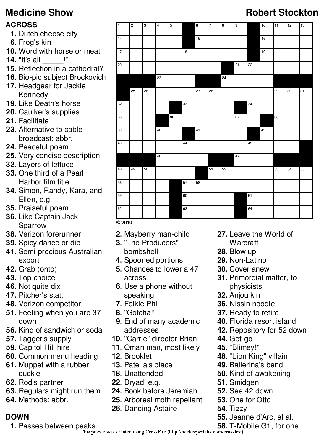 Beekeeper Crosswords - Tv Show Crossword Puzzles Printable