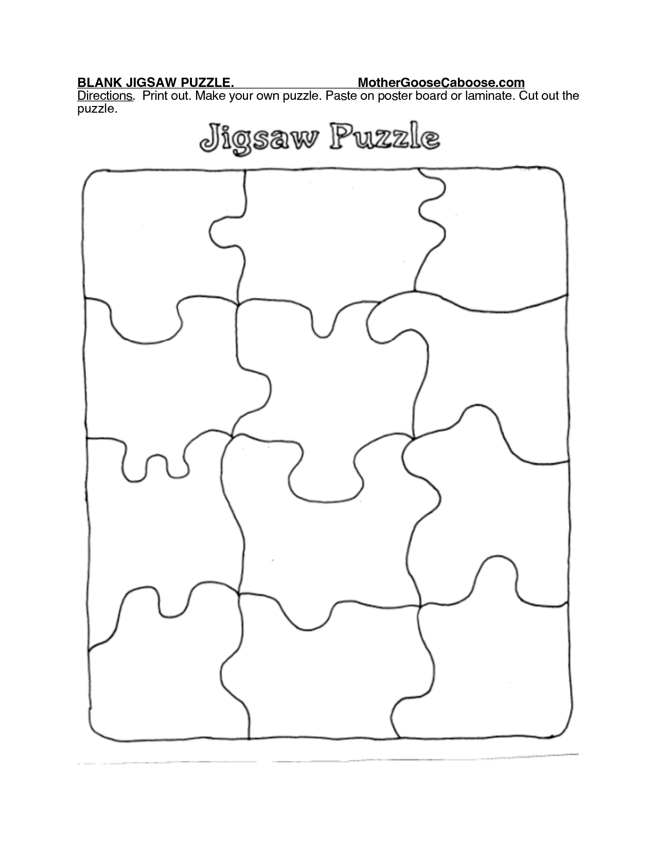 Blank Jigsaw Puzzle. Mothergoosecaboose Directions. Print Out - Print Jigsaw Puzzle
