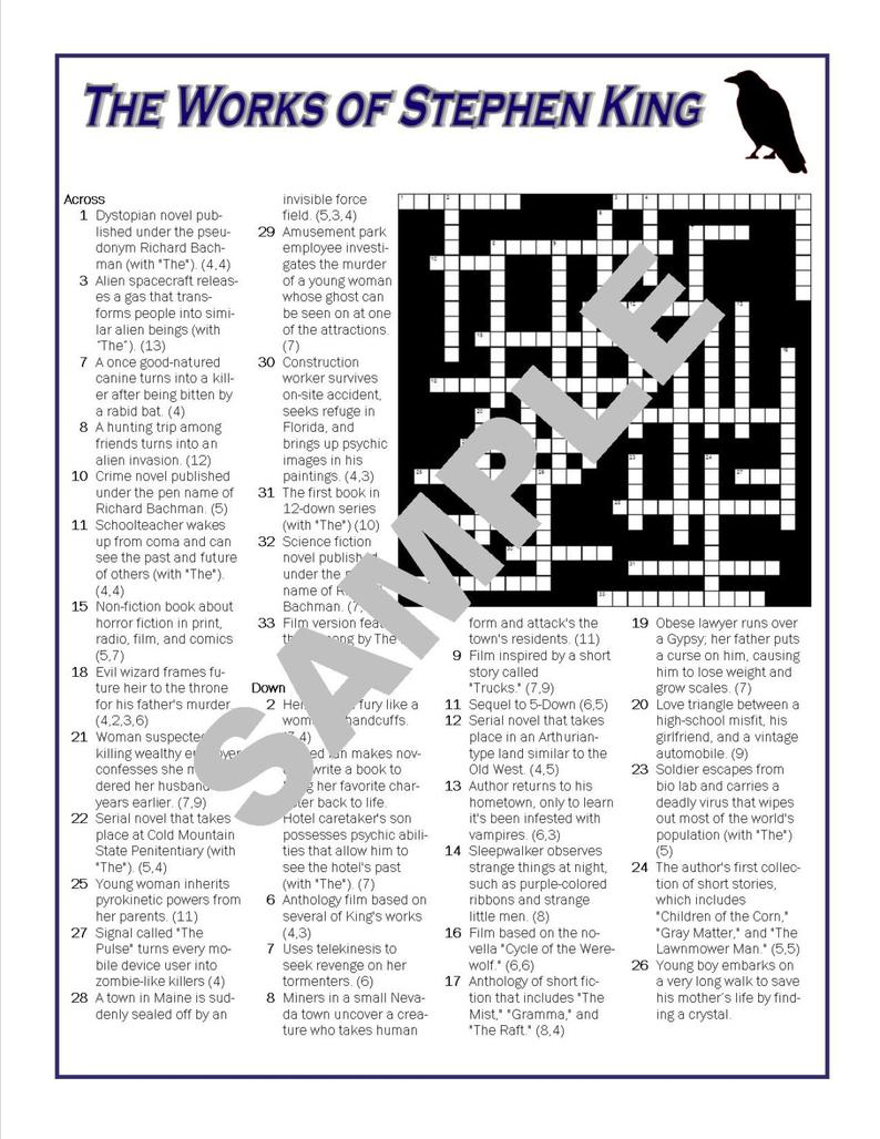 Book Lover&amp;#039;s Printable Crossword Puzzlepersonalize To | Etsy - Printable Crossword Book