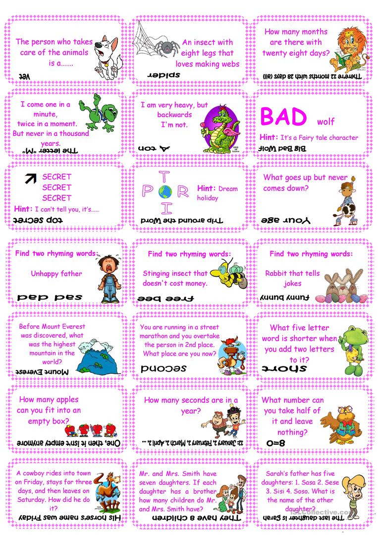 Brain Teasers, Riddles &amp;amp; Puzzles Card Game (Set 1) Worksheet - Free - Printable Puzzles And Riddles