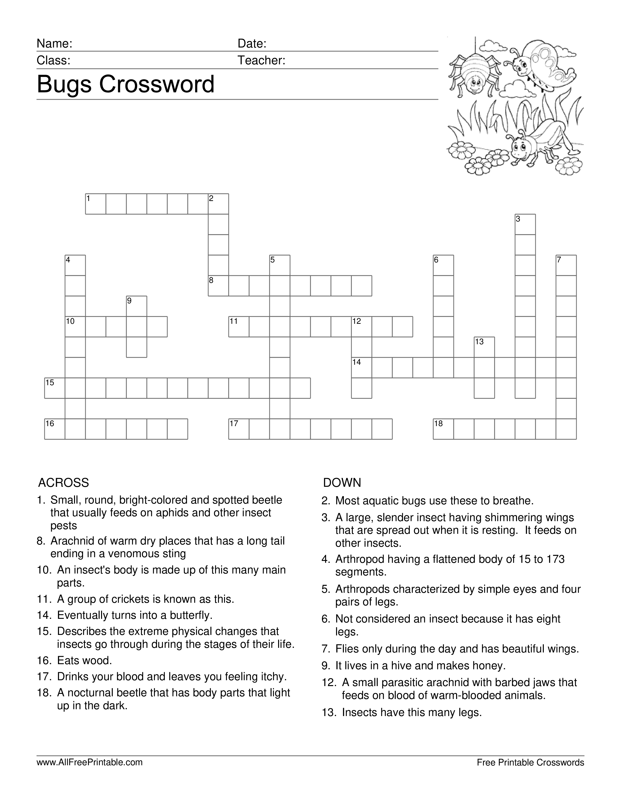 Bugs Crossword Puzzle Template | Templates At Allbusinesstemplates - Printable Crossword Template
