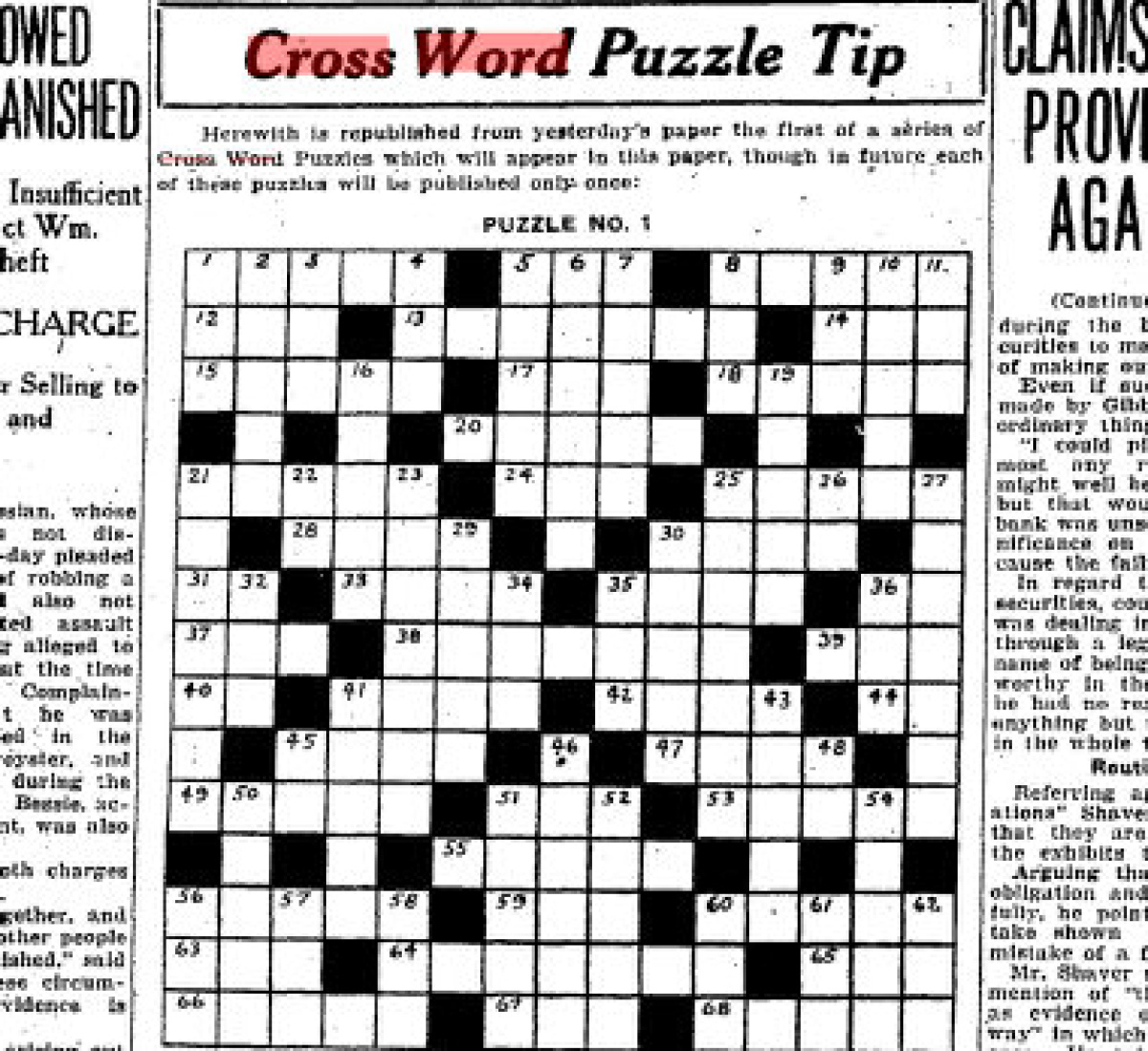 Can You Solve The Star&amp;#039;s First Ever Crossword Puzzle From 1924 - Printable Crossword Toronto Star