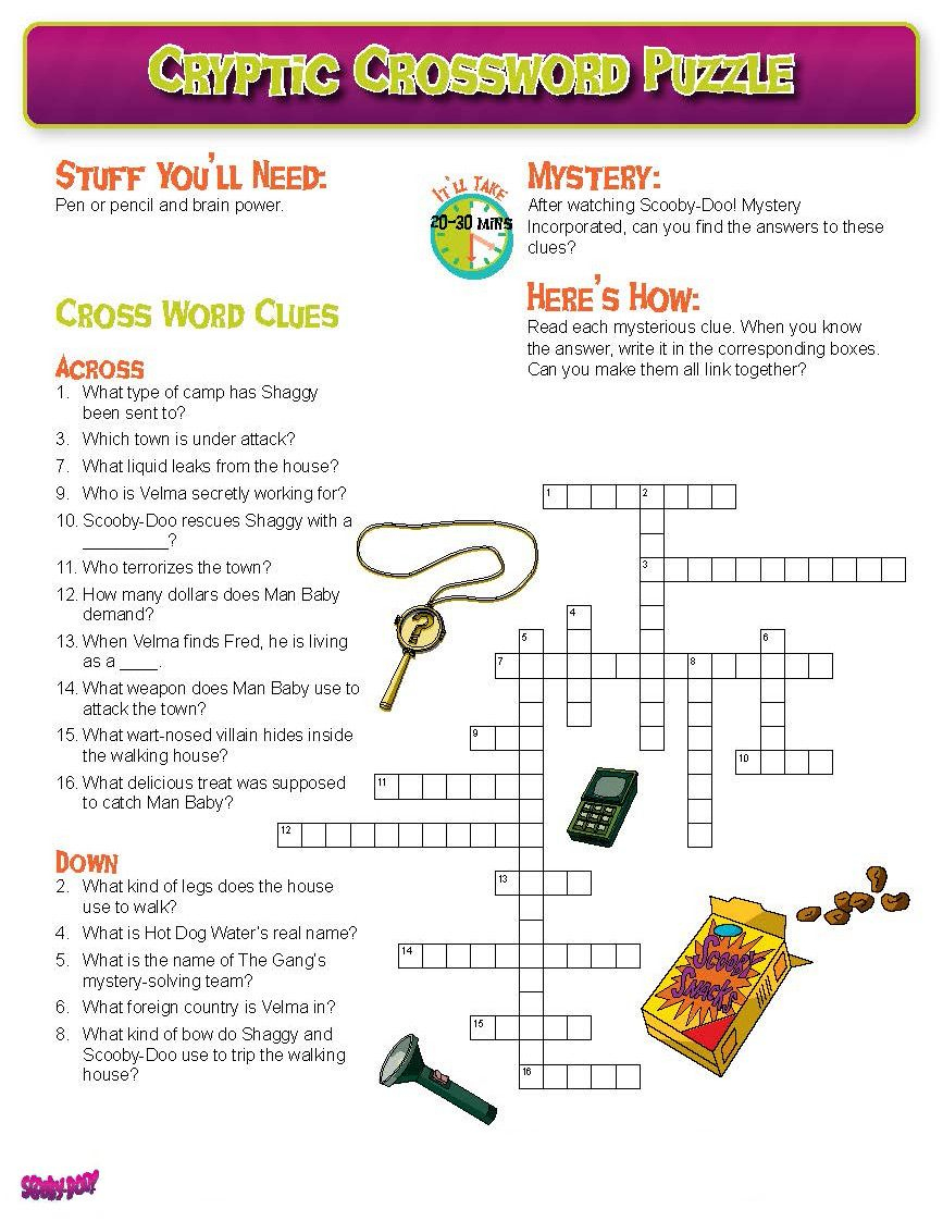 Can You Solve This Scooby Crossword Puzzle? Print Or Repin So You - Printable Mystery Puzzles