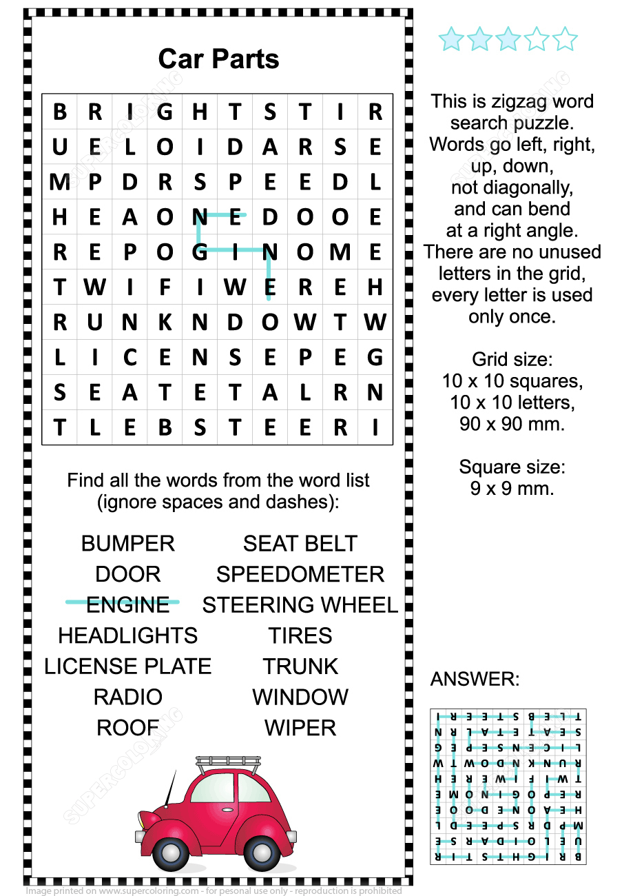 Printable Automotive Crossword Puzzles Printable Crossword Puzzles