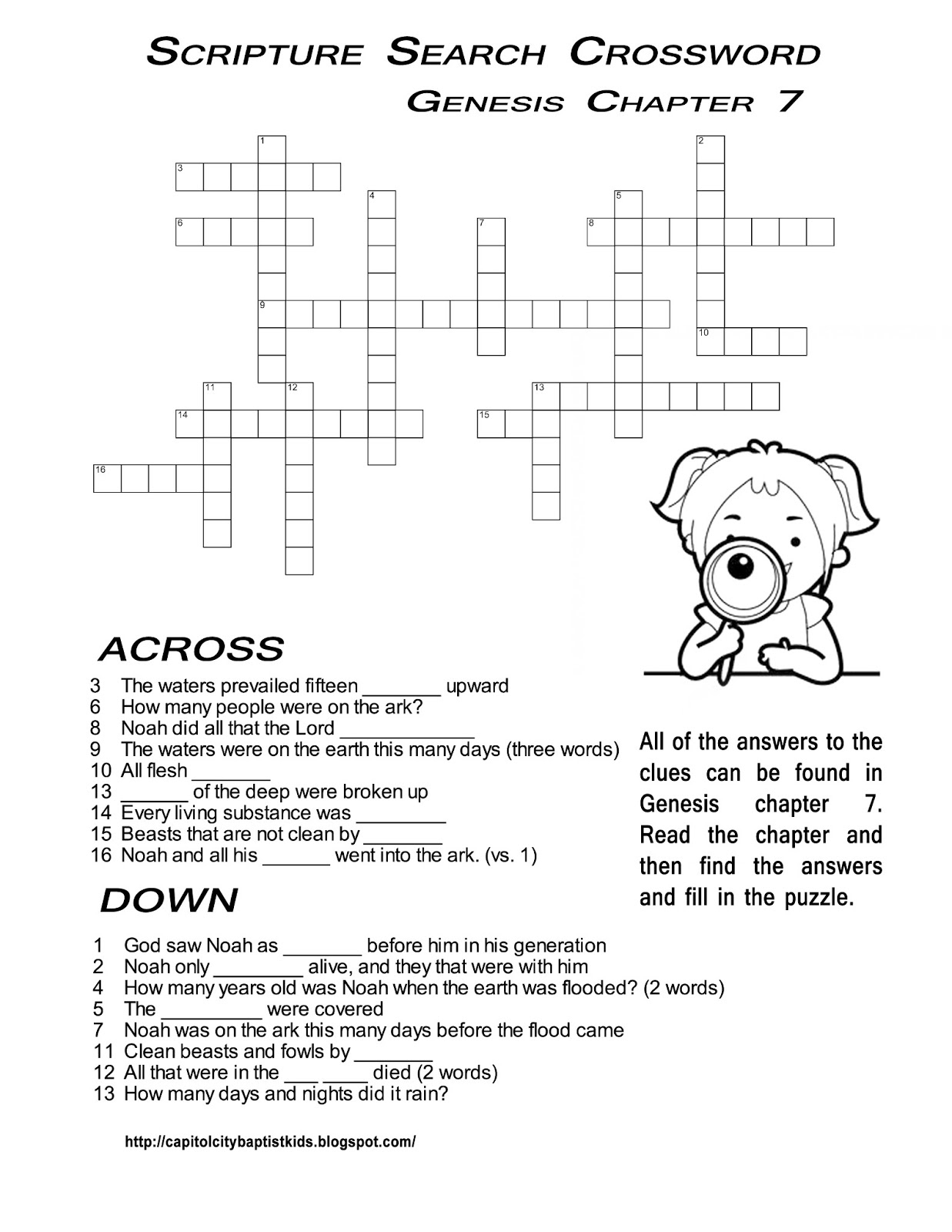 Ccbc Kids Corner: Scripture Search Crossword #2 - February Crossword Puzzle Printable